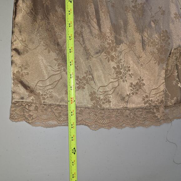 SHEIN Slip Dress Womens Medium Gold Floral Lace Long Sleeve Jacquard Mini Party - Picture 6 of 11